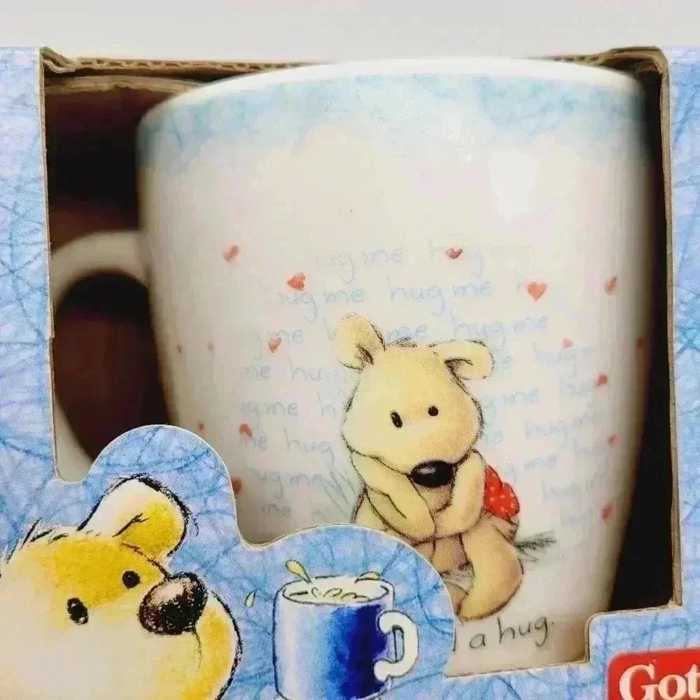 RARE NEW GOTTA GETTA GUND NEWTON'S LAW 12 OZ "I NEED A HUG" BEAR RED HEARTS MUG - Picture 5 of 7